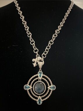 Judith Ripka 3.55 ct blue topaz enhancer and 36 in necklace